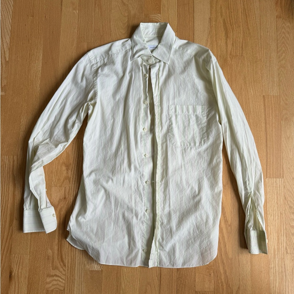 Yellow and white striped Zegna shirt